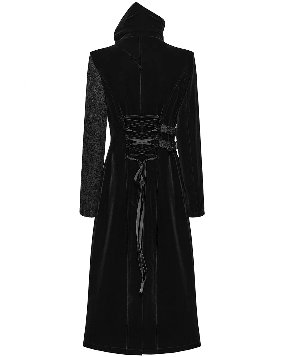 Punk Rave Womens Avant Gothic Asymmetric Velvet Coat