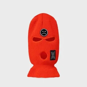 Red 3 Holes Balaclava With Sad Face Embroidery