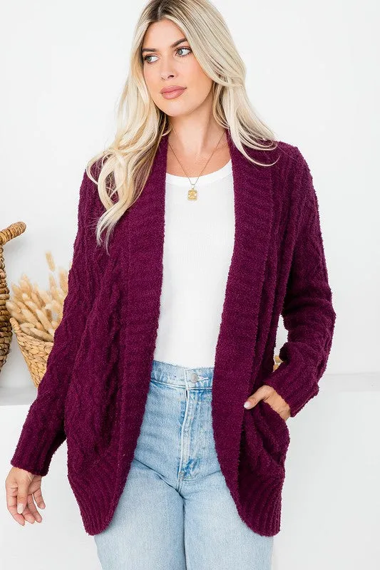 Reg/Plus Cable Knit Chunky Cardigan