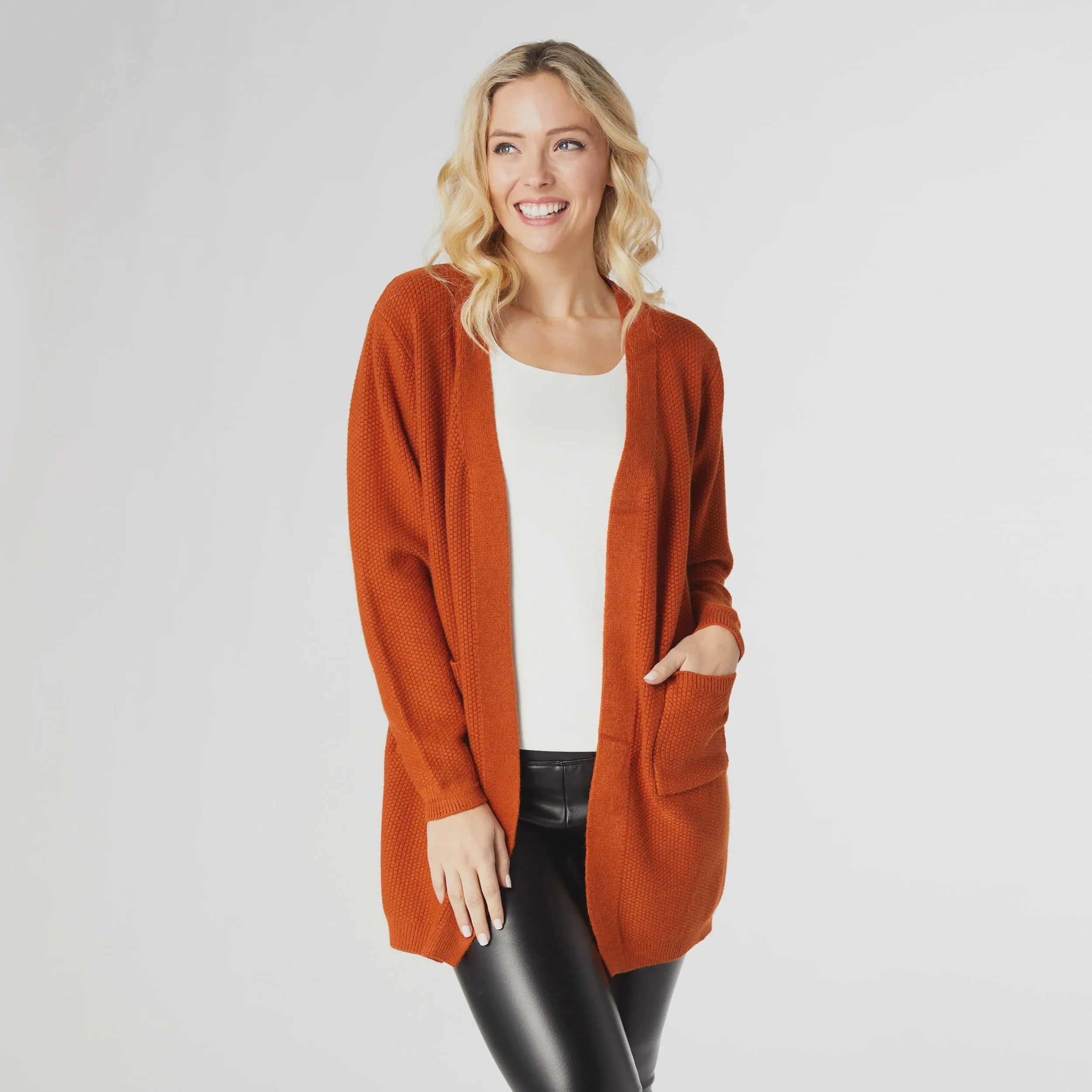 Relaxed Ciana Cardigan with Pocket | Rust