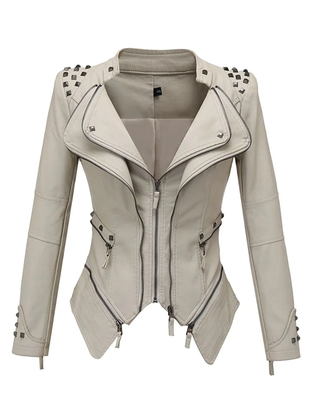 Rivet Zipper Leather Jacket