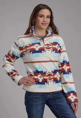 Roper Women's Cream Aztec Print Polar Fleece Pullover 0250-6097