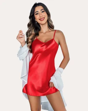 Satin Slip Nightgown Mini Dress