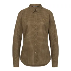 Sergia Stretch Blouse - Dark Olive Checked by Blaser