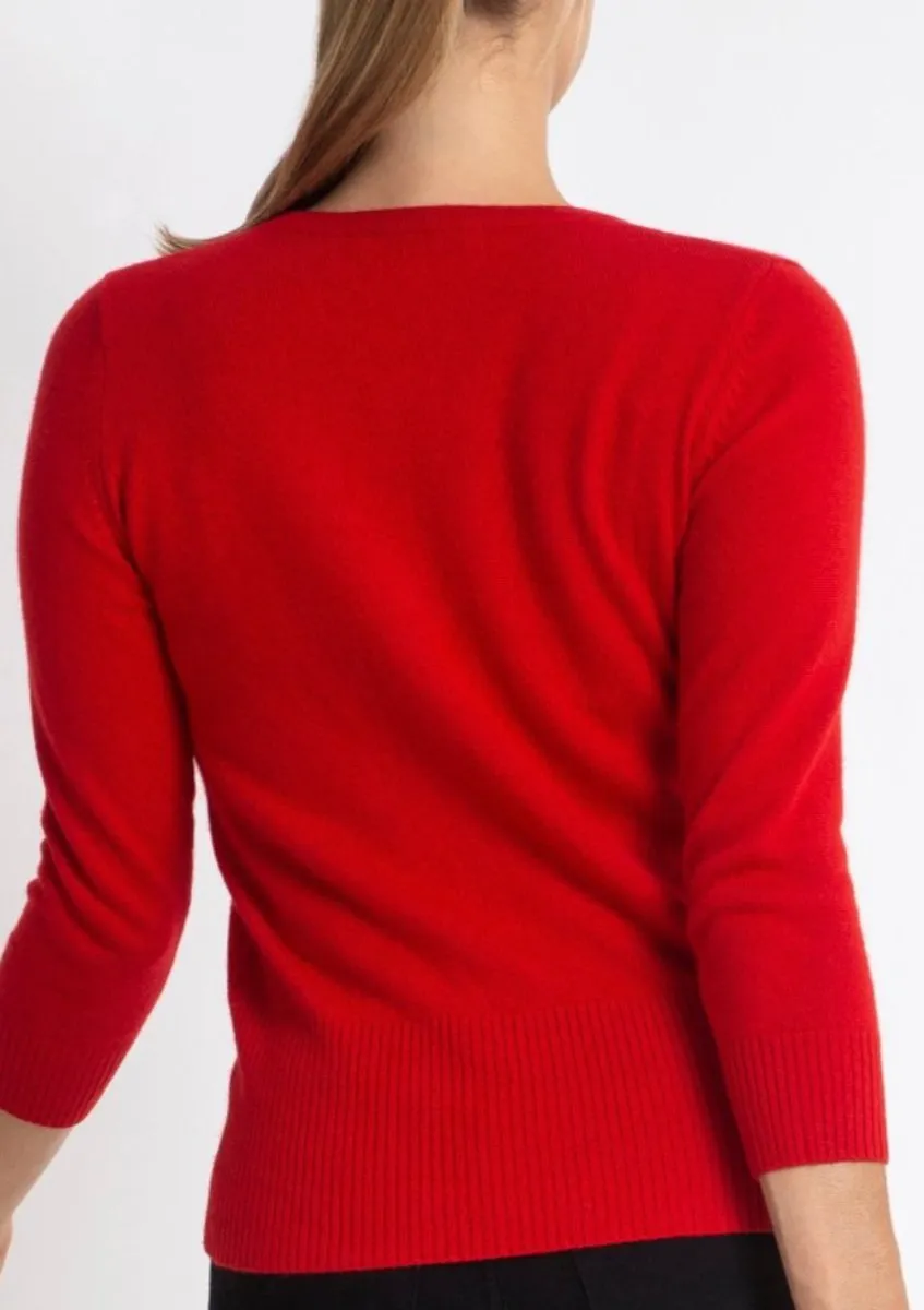 Silk   Cashmere Audrey Cardigan in Red