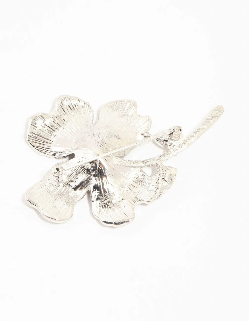 Silver Diamante Flower Brooch