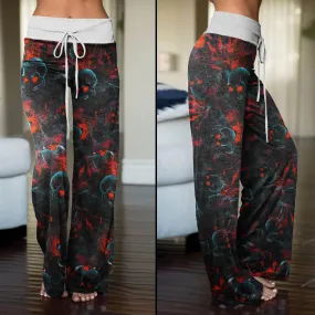 Skull Red Eye Pajama Pants Print Palazzo Lounge