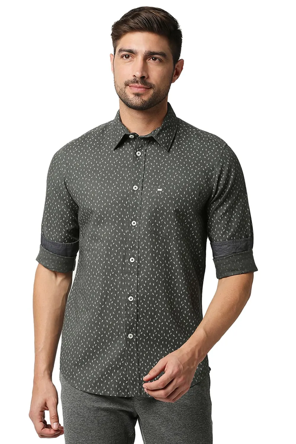 Slim Fit Cotton Hemp Printed Shirt