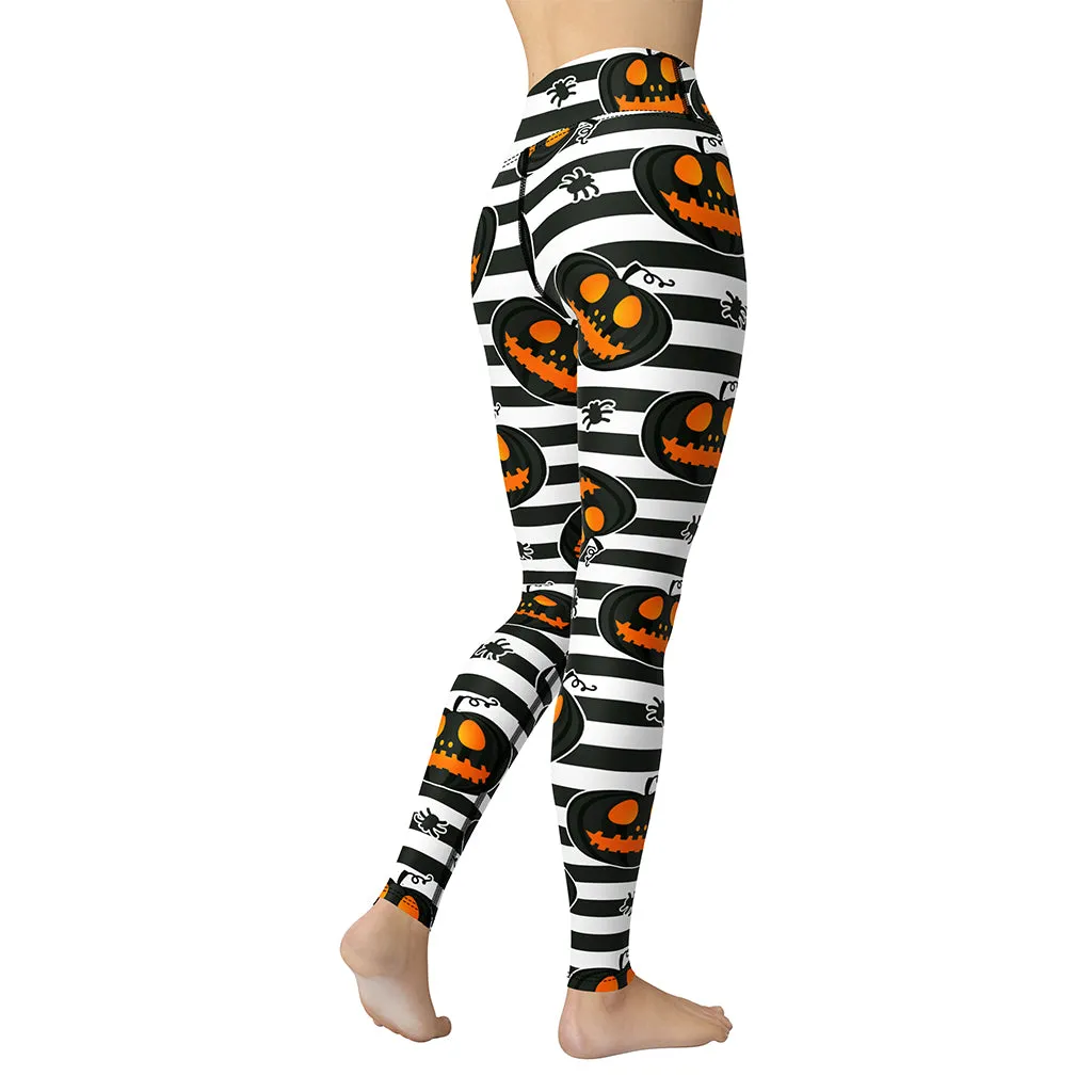 Striped Jack O'lanterns Yoga Leggings