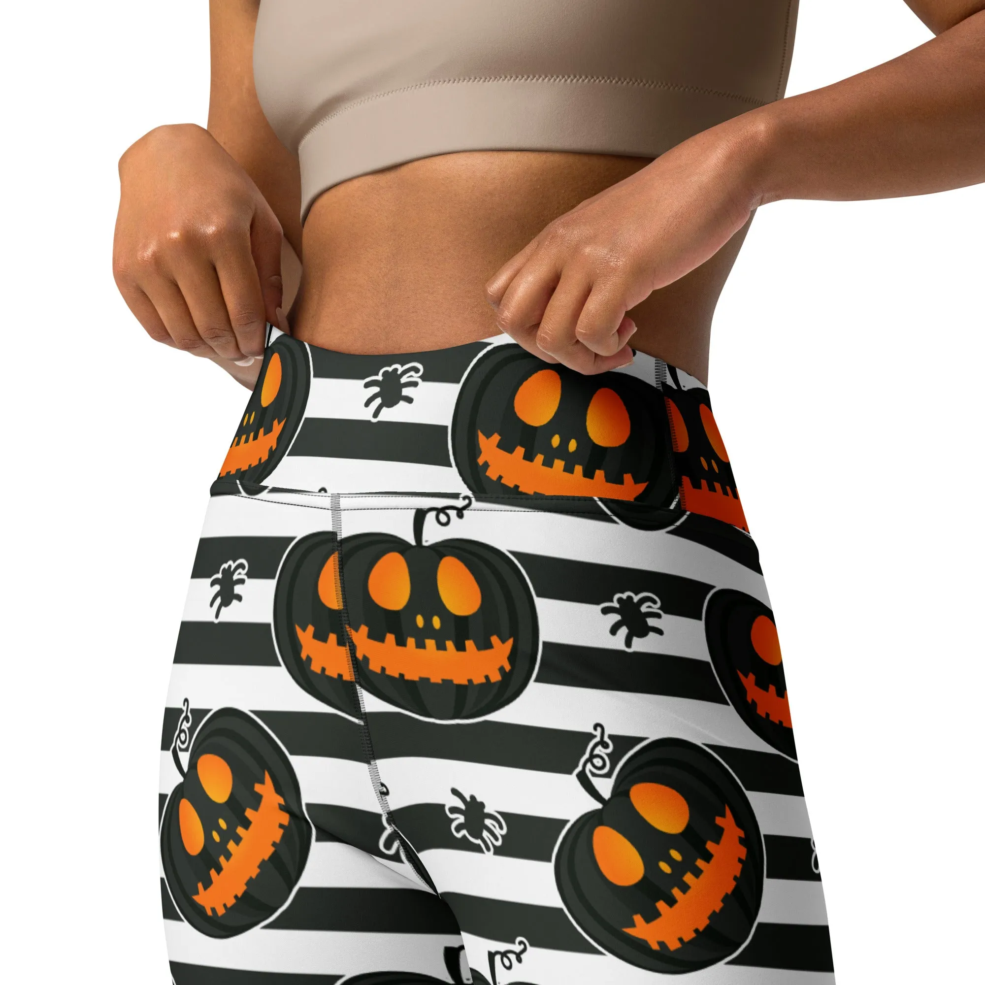 Striped Jack O'lanterns Yoga Leggings