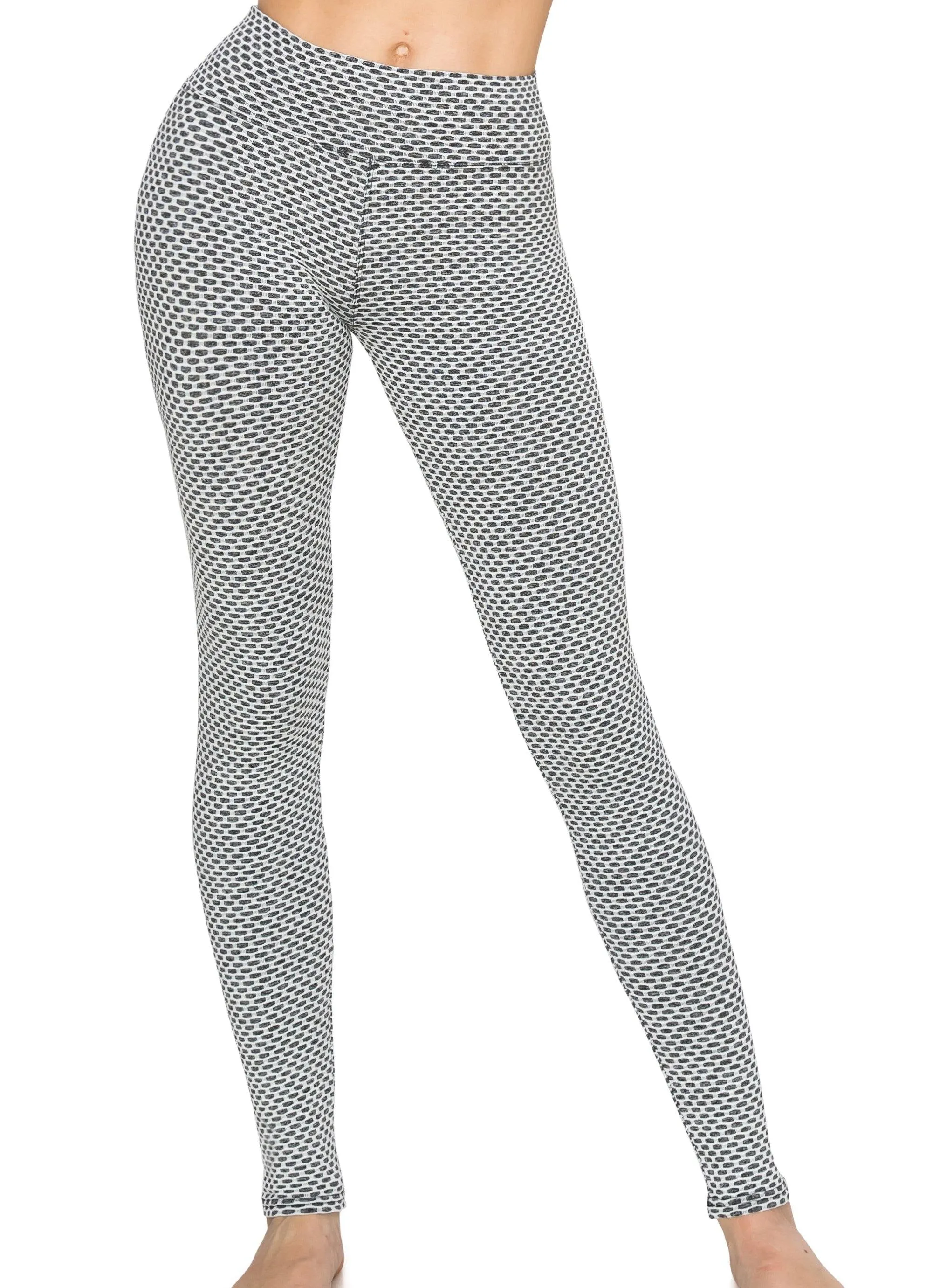 Textured 3D Booty Yoga Pants - High Waist Compression Butt Lift Checkered Pants