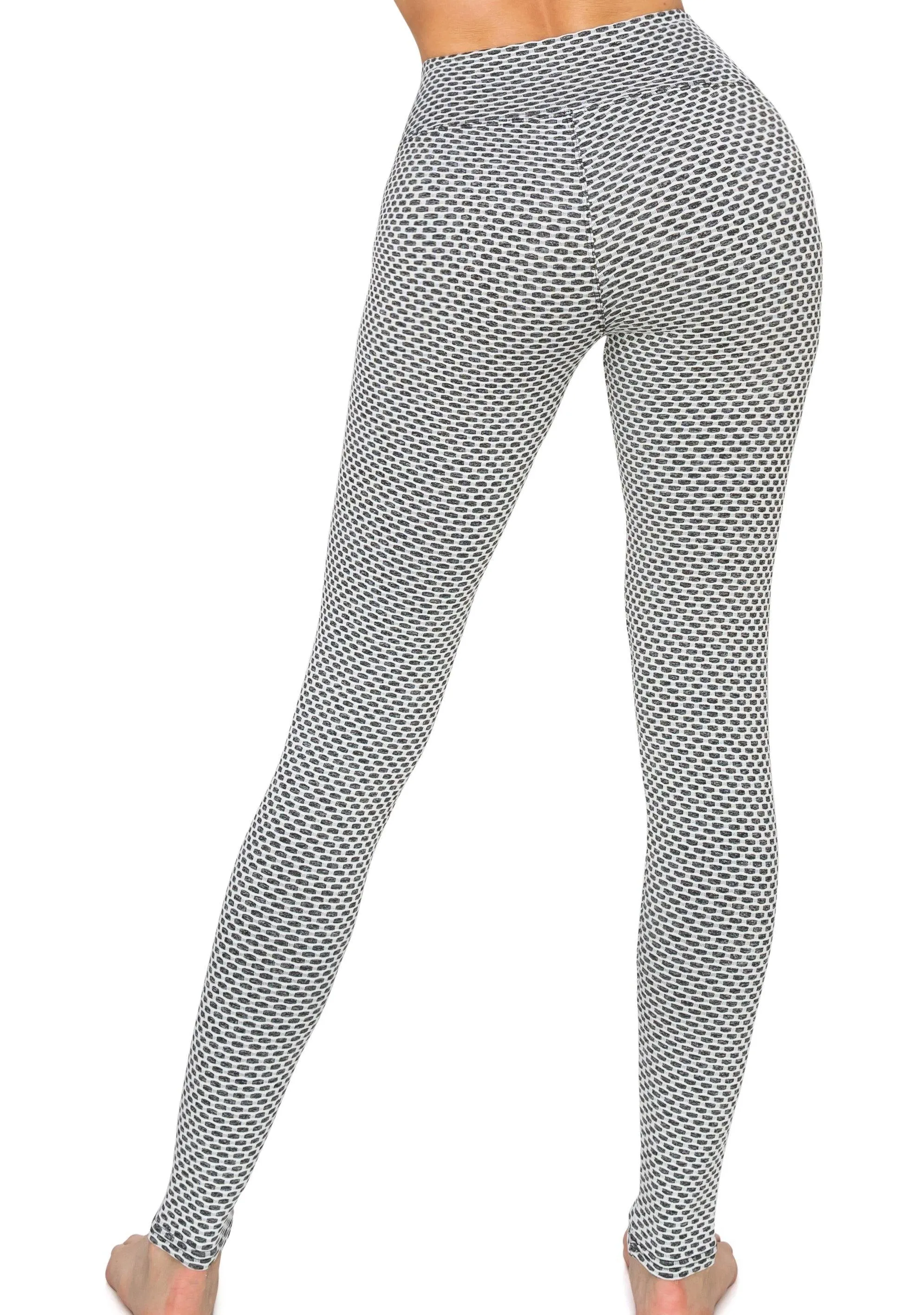 Textured 3D Booty Yoga Pants - High Waist Compression Butt Lift Checkered Pants