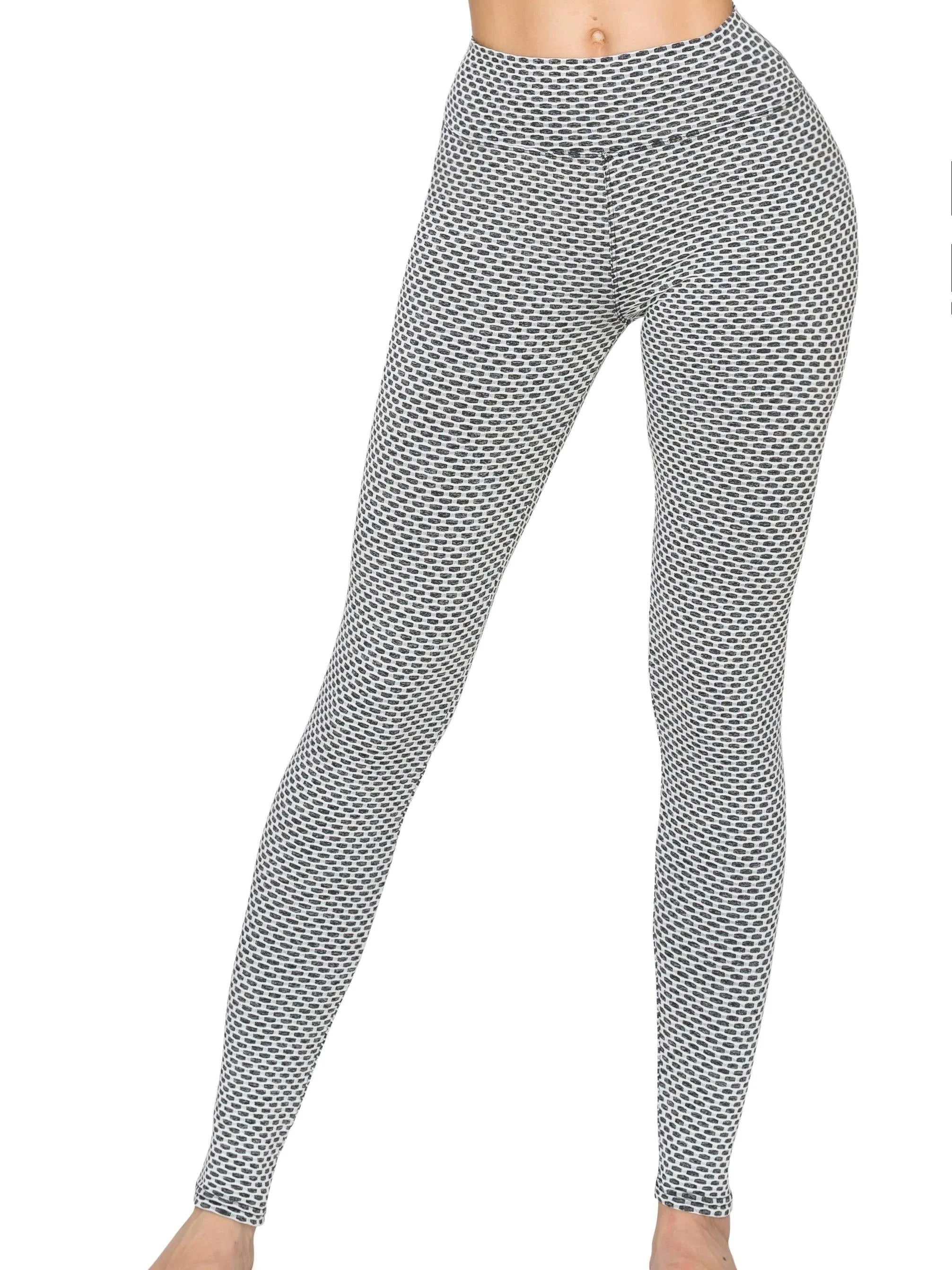 Textured 3D Booty Yoga Pants - High Waist Compression Butt Lift Checkered Pants