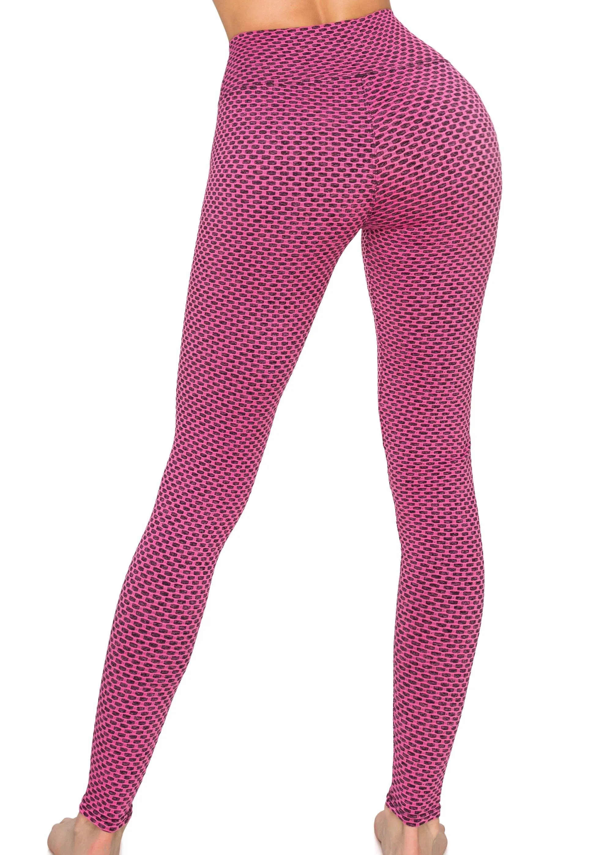 Textured 3D Booty Yoga Pants - High Waist Compression Butt Lift Checkered Pants