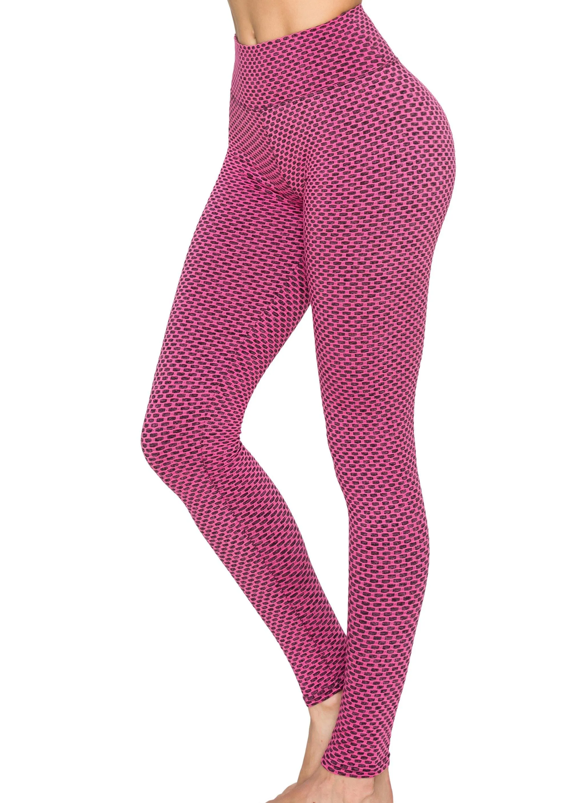 Textured 3D Booty Yoga Pants - High Waist Compression Butt Lift Checkered Pants