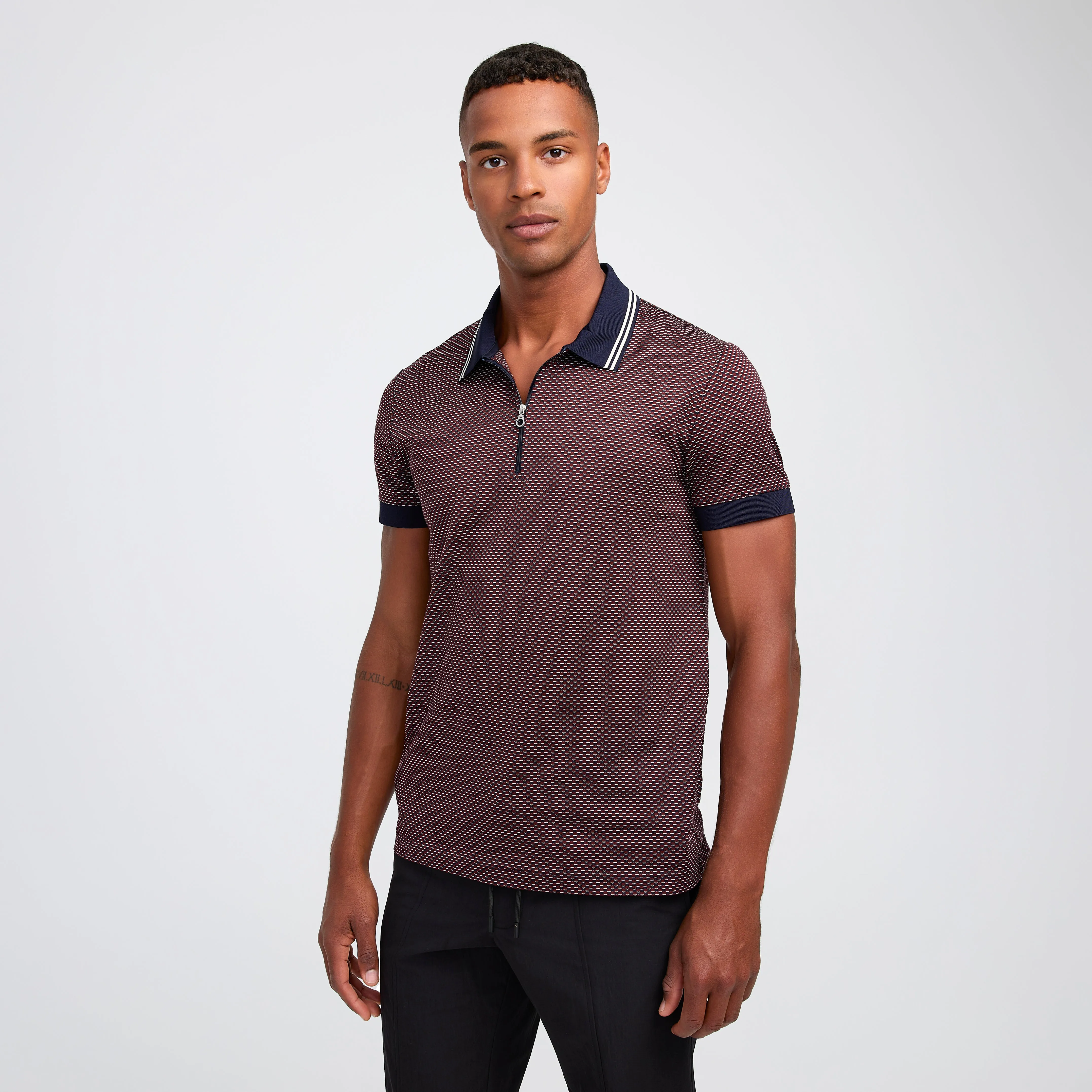 Tiled Geo Jacquard Polo Red Combo