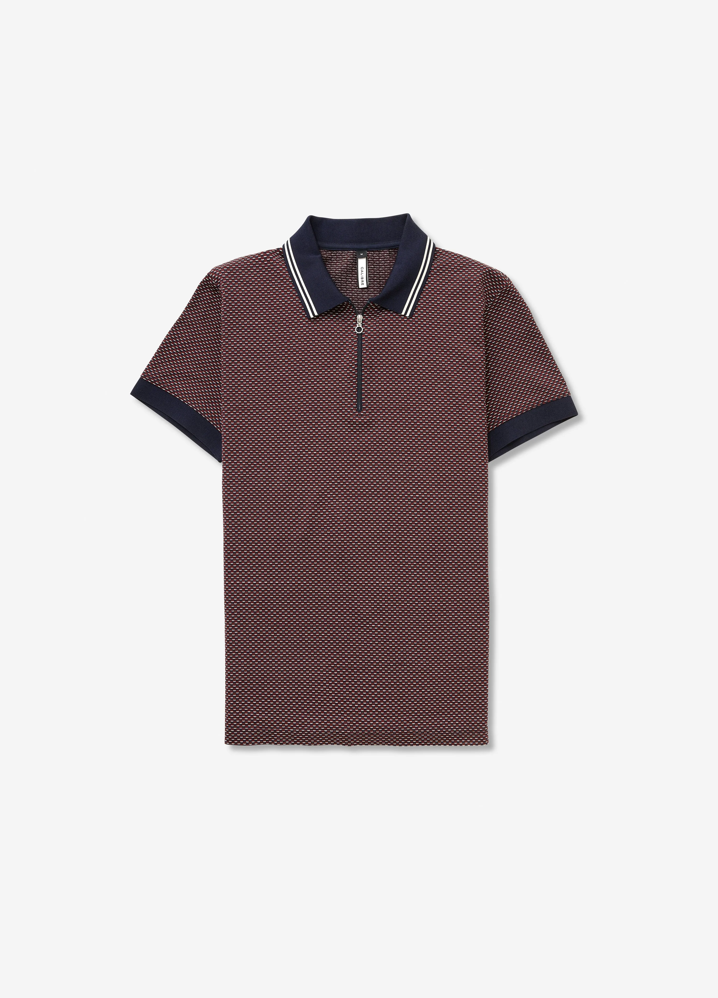 Tiled Geo Jacquard Polo Red Combo