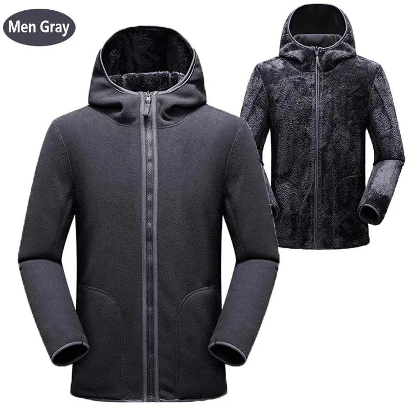 Trendy Unisex Reversible Dual Fleece Hoodie Jacket