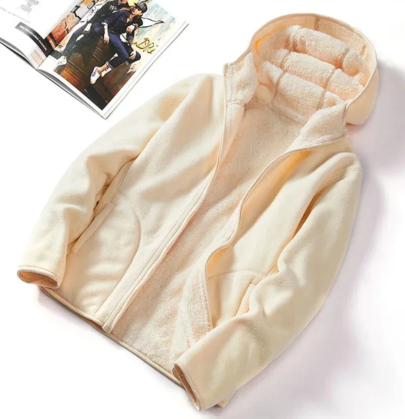 Trendy Unisex Reversible Dual Fleece Hoodie Jacket