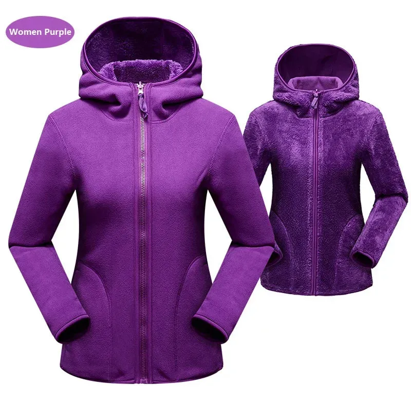 Trendy Unisex Reversible Dual Fleece Hoodie Jacket