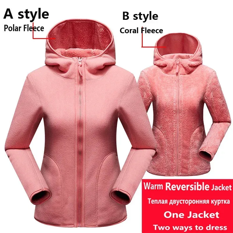 Trendy Unisex Reversible Dual Fleece Hoodie Jacket