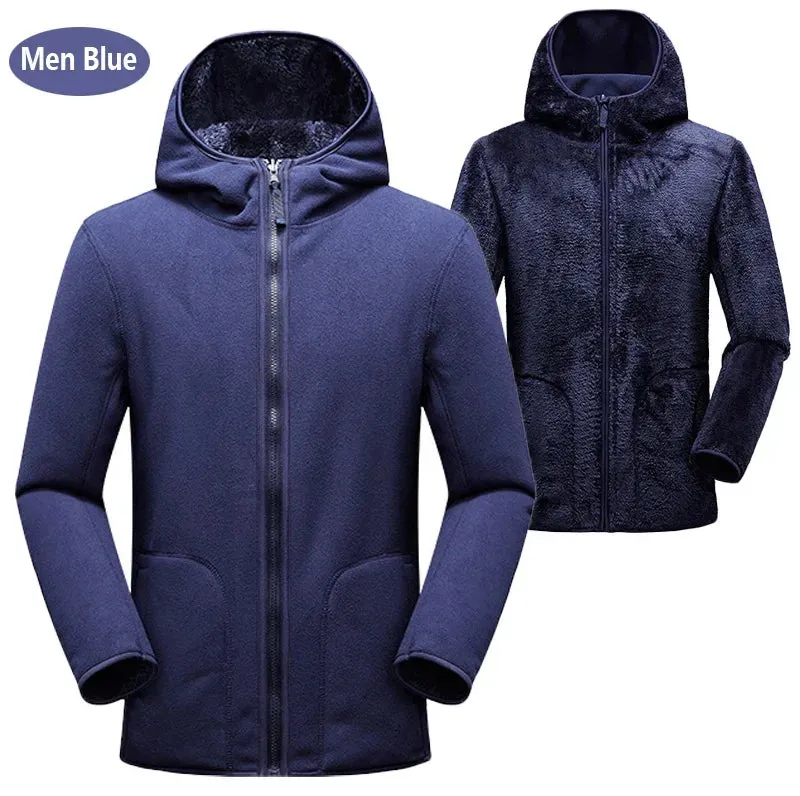 Trendy Unisex Reversible Dual Fleece Hoodie Jacket