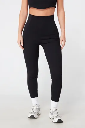 Twill Active Ribbed Legging - Black