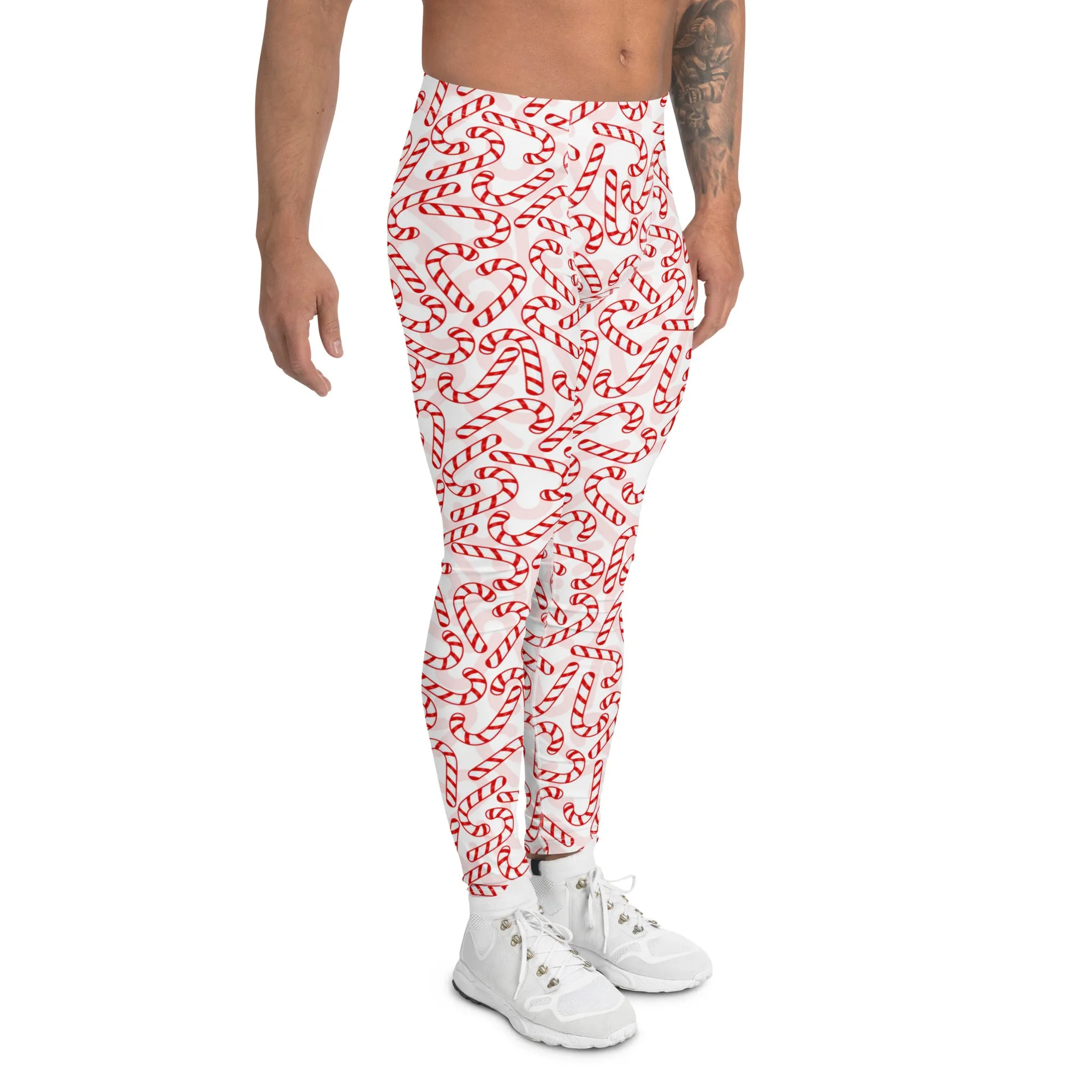 Ugly Christmas Sweater Candy Cane Men's Leggings – Perfect Festive Statement Pants