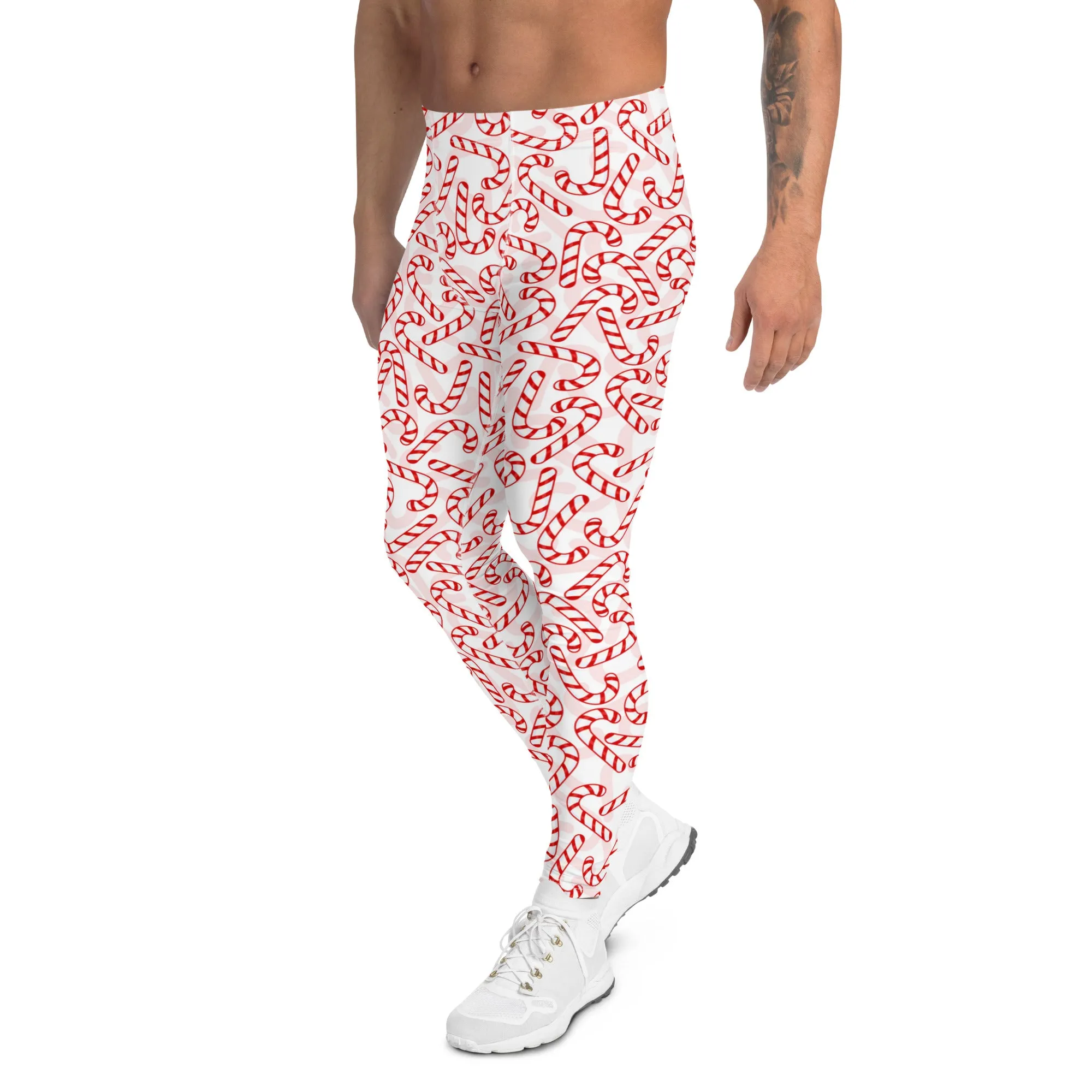 Ugly Christmas Sweater Candy Cane Men's Leggings – Perfect Festive Statement Pants