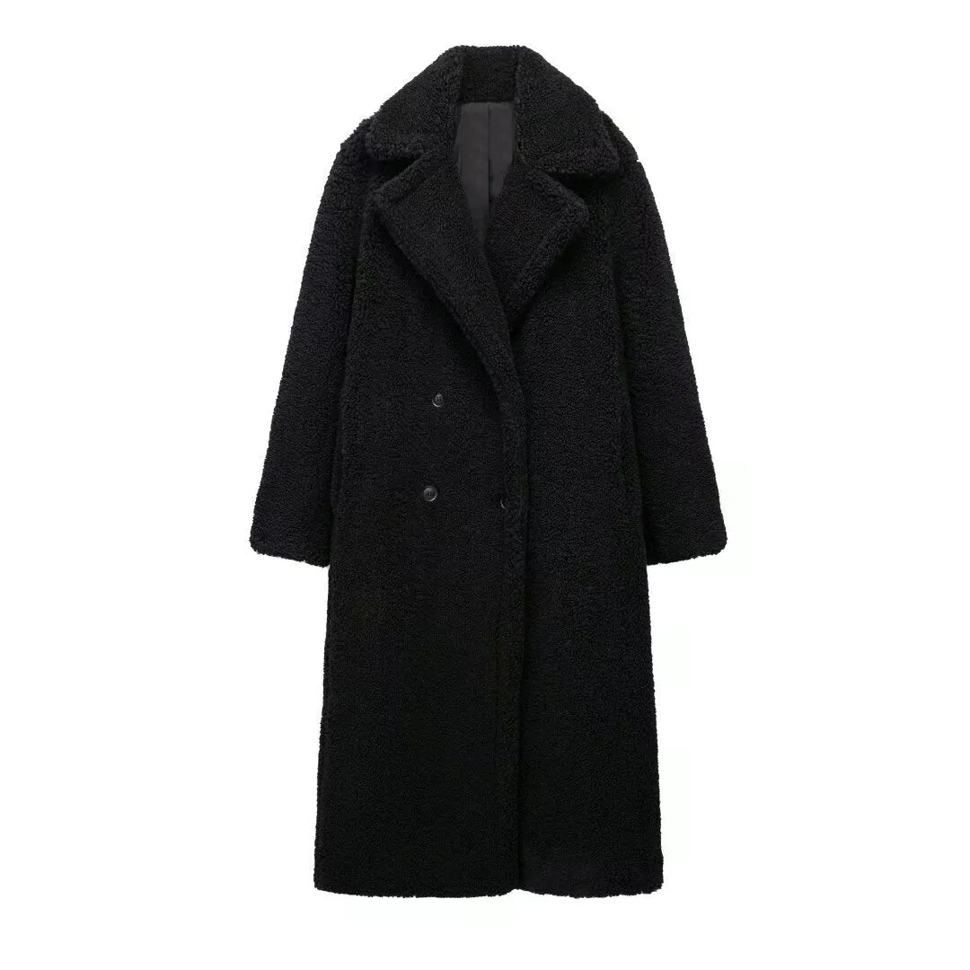 Uniwim cold weather outfits Autumn and Winter New Double-Breasted Fleece Thickened Warm Coat Woolen Coat 1255700