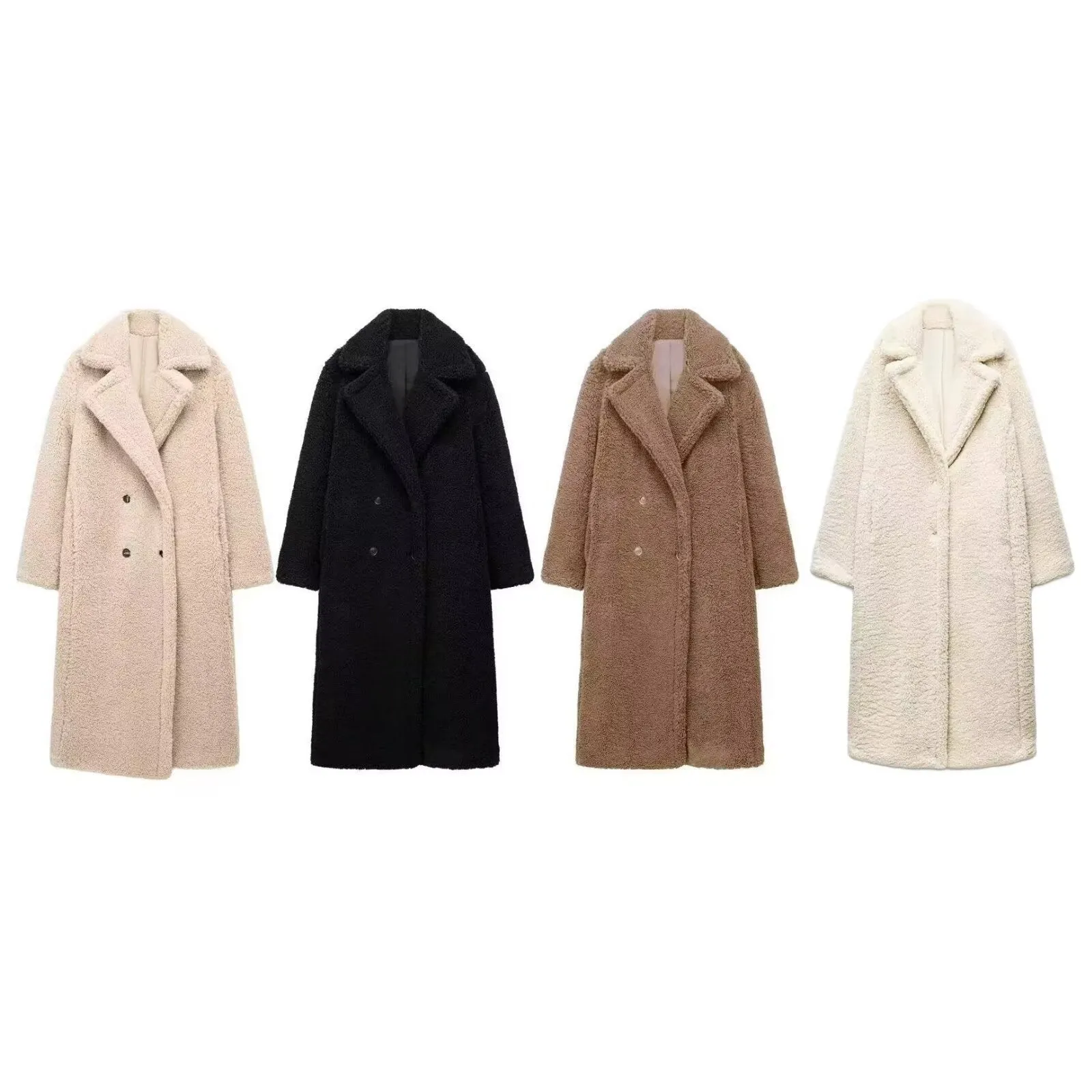 Uniwim cold weather outfits Autumn and Winter New Double-Breasted Fleece Thickened Warm Coat Woolen Coat 1255700