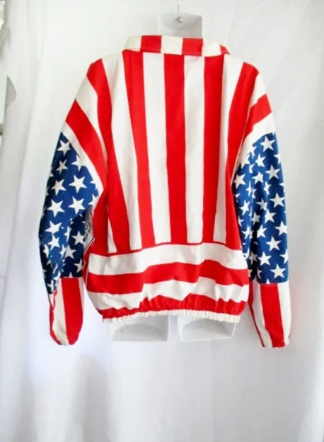 Vintage BUDWEISER American Flag Jacket All Over Print XL RED WHITE BLUE