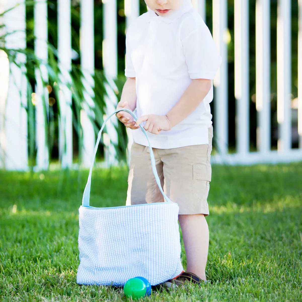 Viv & Lou Striped Seersucker Bucket - Blue