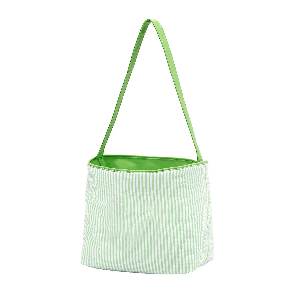 Viv & Lou Striped Seersucker Bucket - Green