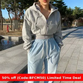 Wenkouban christmas outfit women 2024 winter outfits black friday Autumn and Winter Hooded High Waist Casual Zipper Cardigan Coat