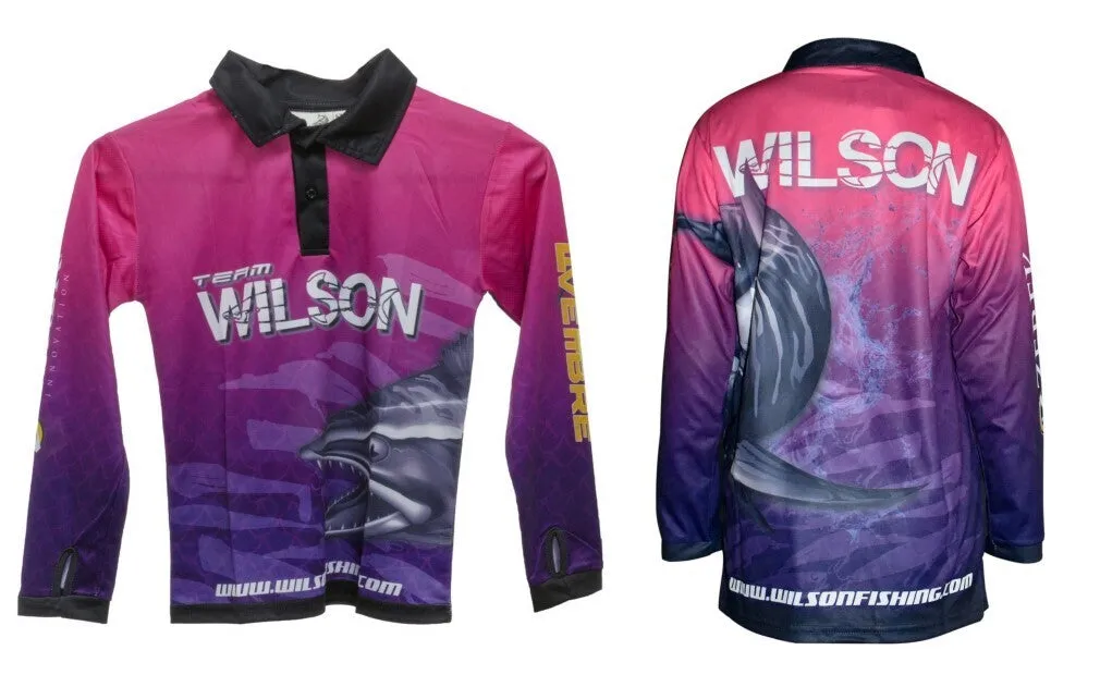 Wilson Kids Long Sleeve Team Fishing Shirt - Pink/Purple