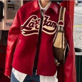 Wjczt 90s streetwear 2024 Spring and Autumn New Retro Lapel Letter Printed Coat Jacket Baseball Uniform Personalized Street