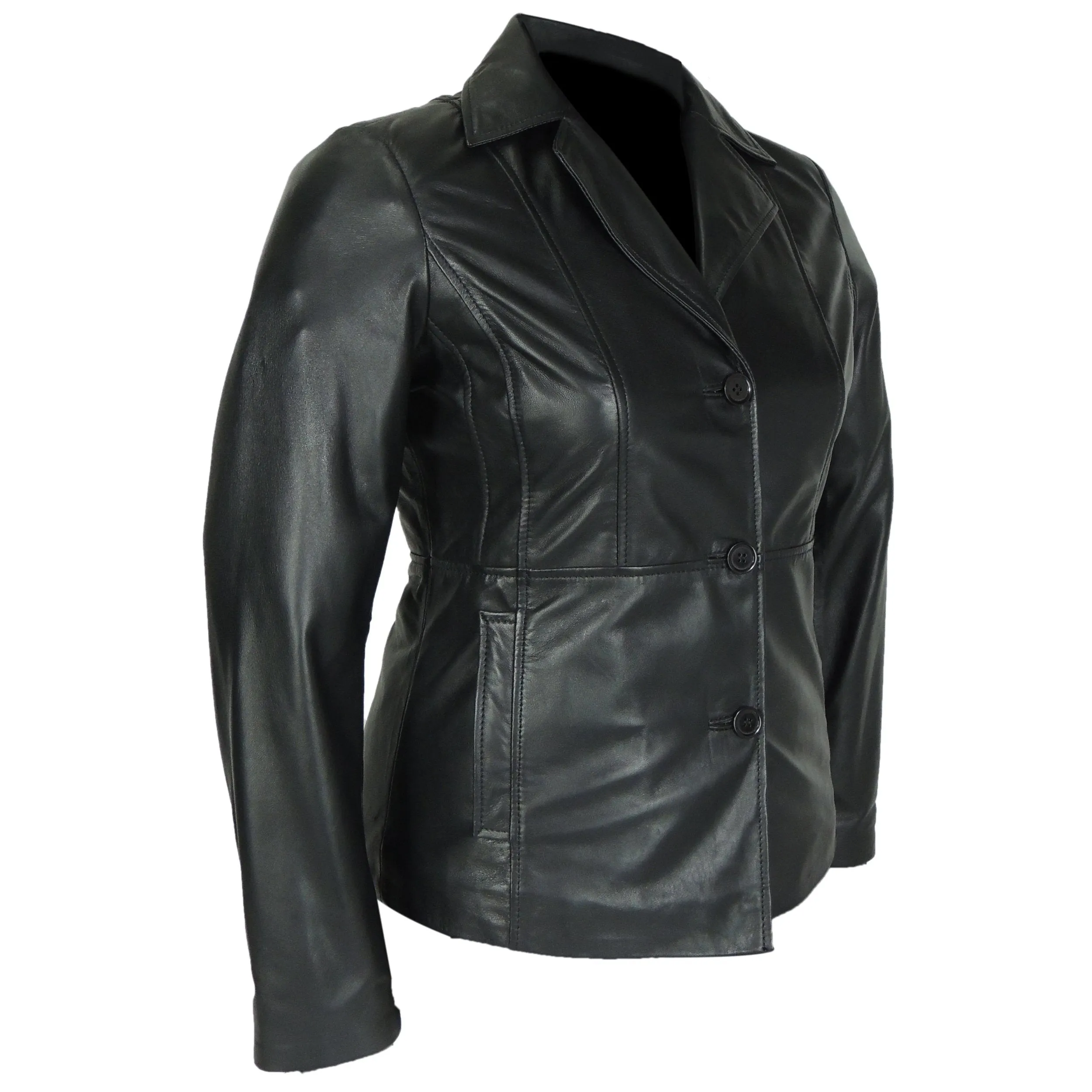 Women's Athena 3 Button Leather Coat