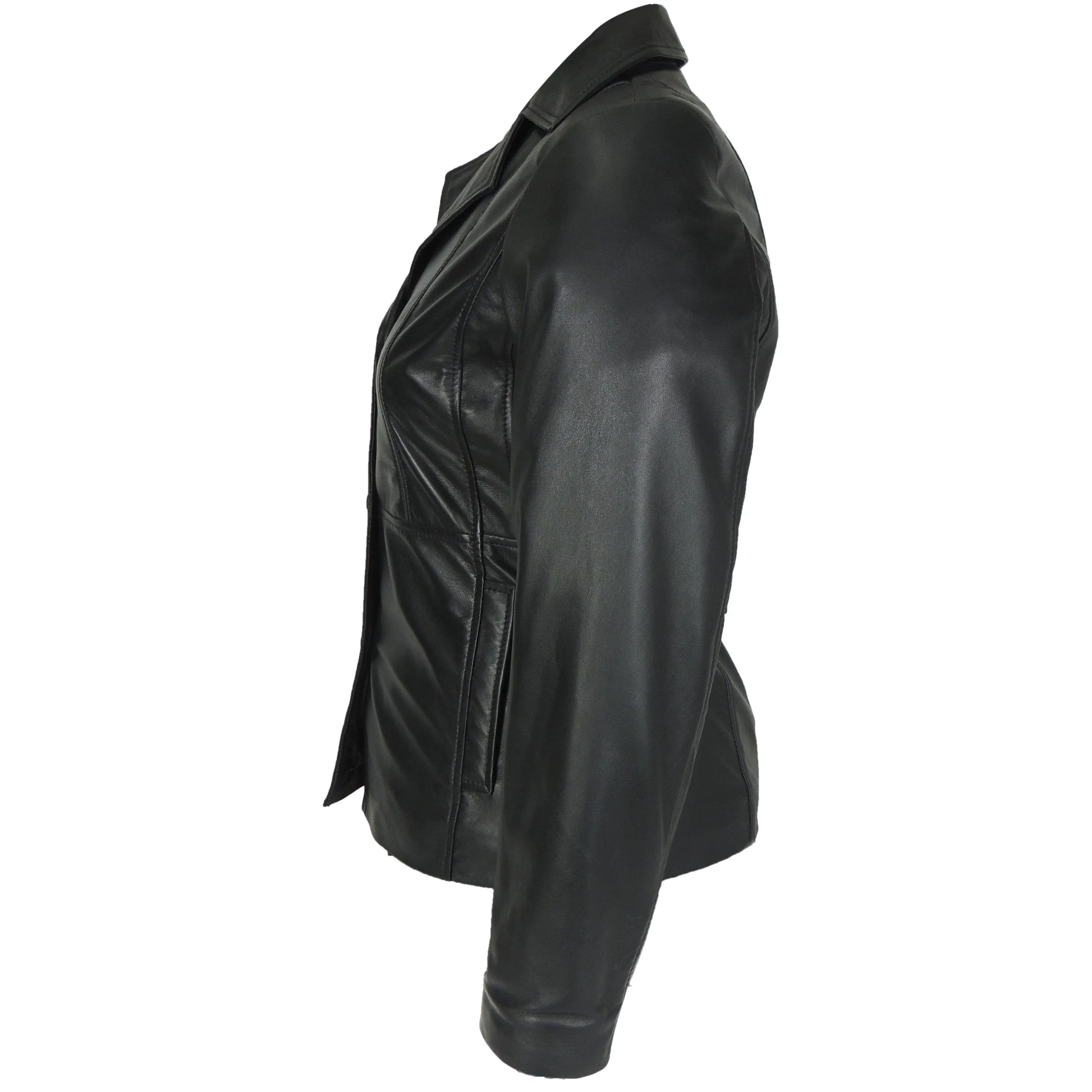 Women's Athena 3 Button Leather Coat