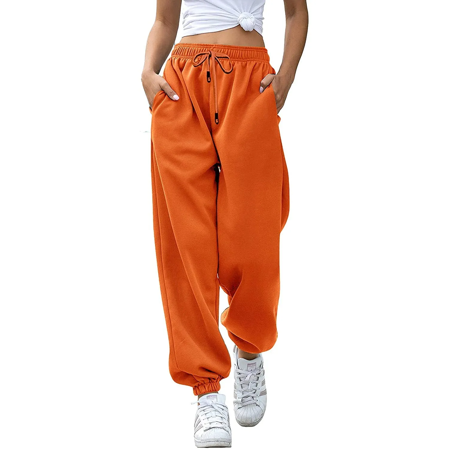 Womens Belted Sweatpants with Pockets