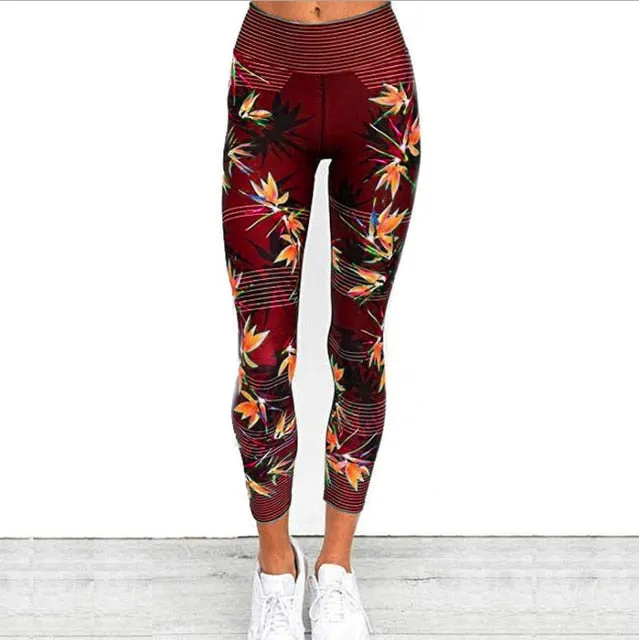 Women's Leaf Pattern Fitness Leggings