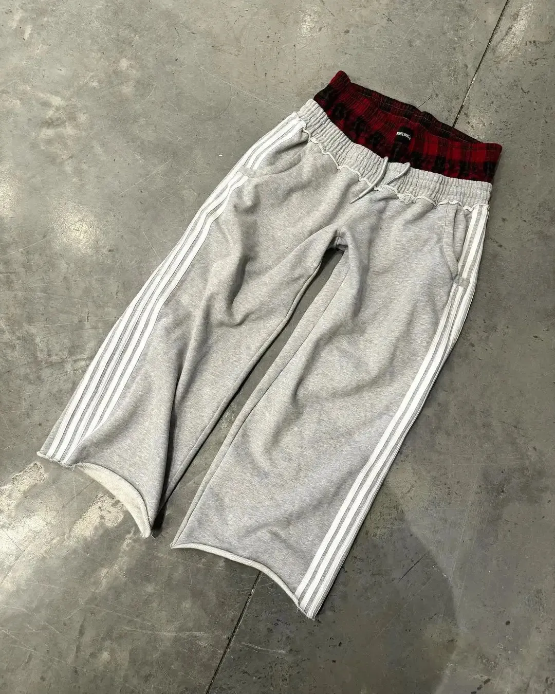 Y2K Double Waist Baggy Striped Sweatpants