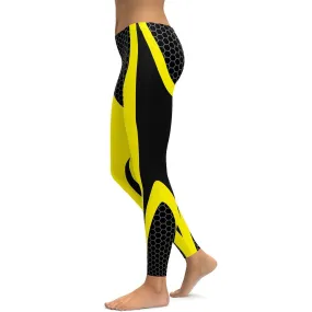 Yellow Honeycomb Carbon Leggings