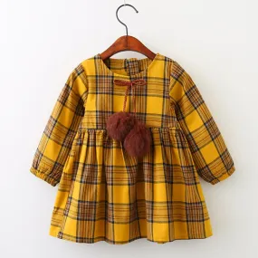 Yellow Tartan Dress, Size 3-7Yrs