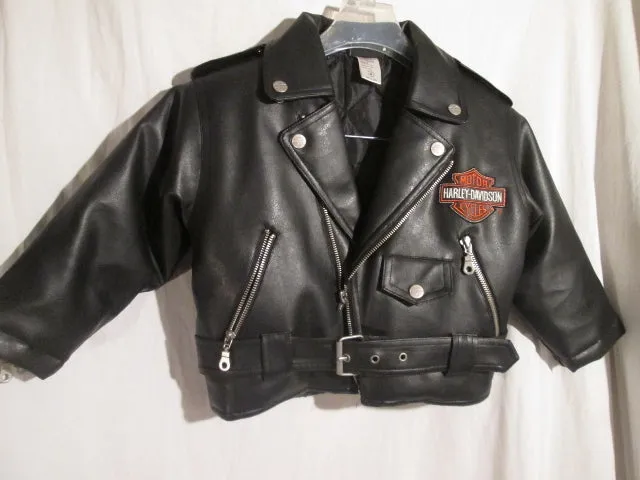 Youth HARLEY DAVIDSON MOTORCYCLES Vegan Leather Jacket BLACK 4 Moto Biker Riding